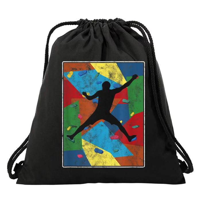 Retro Bouldering Mountaineer Mountain Climber Rock Climbing Drawstring Bag