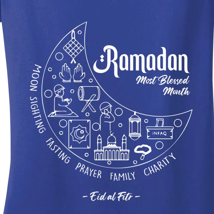 Ramadan Blessed Month Muslim Islamic Ramadhan Eid Al Fitr Gift Women's V-Neck T-Shirt