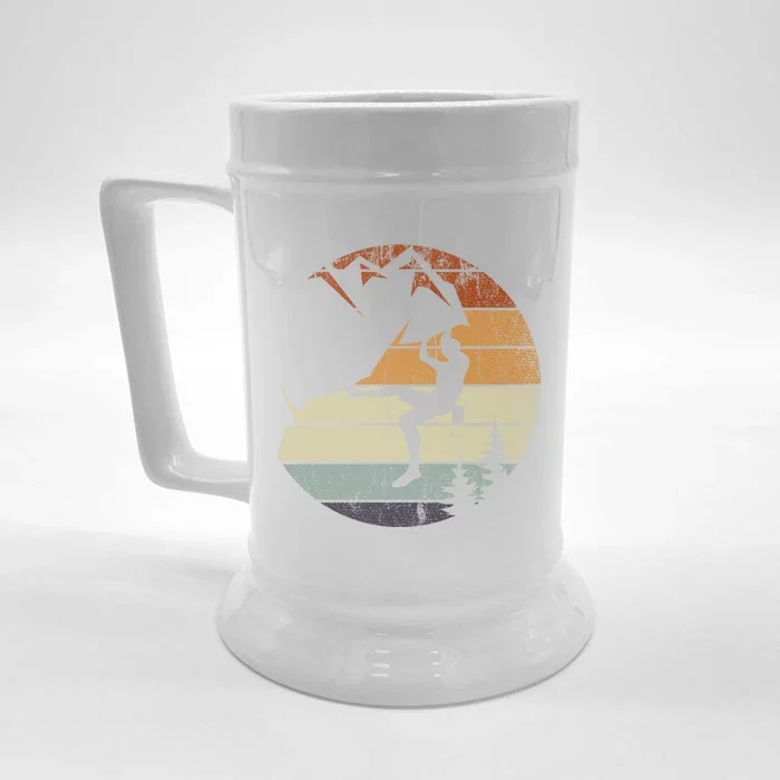 Retro Bouldering Mountain Climber Climb Sports Rock Climbing Gift Front & Back Beer Stein