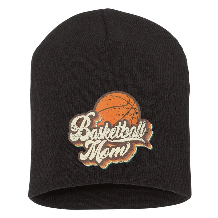 Retro Basketball Mom Sports Mama Mothers Day Short Acrylic Beanie