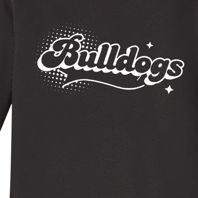 Retro Bulldogs Mascot Back To School Spirit Sport Fans Game Baby Long Sleeve Bodysuit