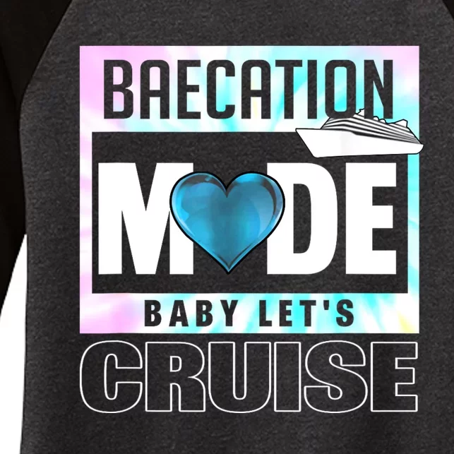 Retro Baecation Mode Baby LetS Cruise Love Vacation Couples Women's Tri-Blend 3/4-Sleeve Raglan Shirt