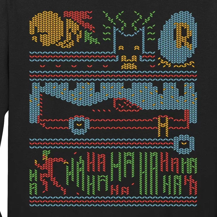 Retro Bat Mobile Gamer Nerdy Ugly Christmas Long Sleeve Shirt