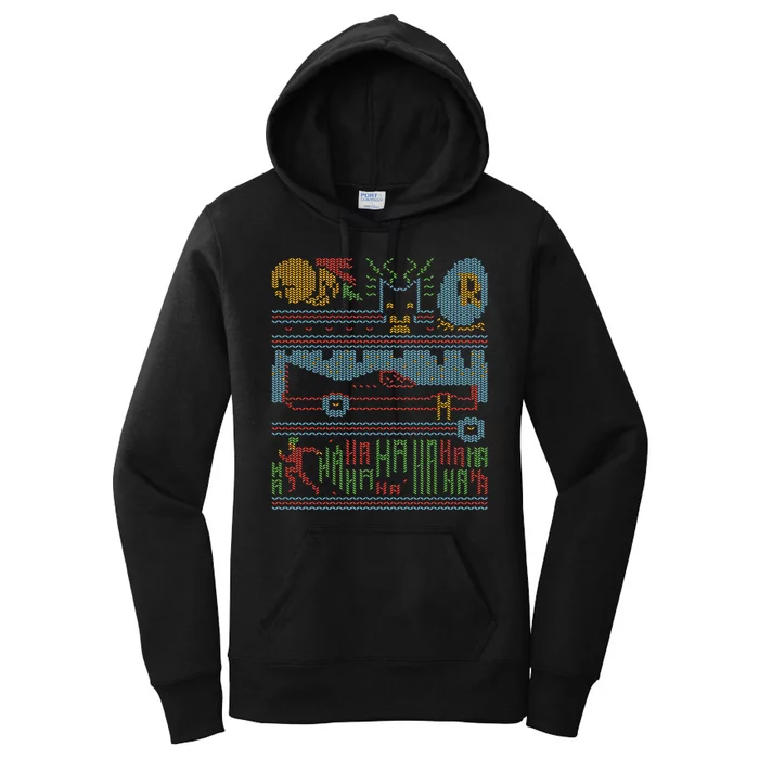 Retro Bat Mobile Gamer Nerdy Ugly Christmas Women's Pullover Hoodie