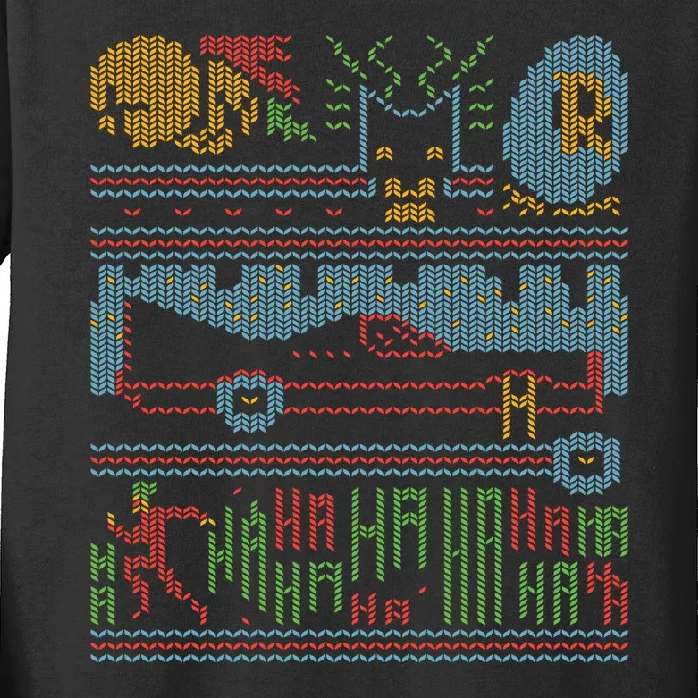 Retro Bat Mobile Gamer Nerdy Ugly Christmas Kids Long Sleeve Shirt