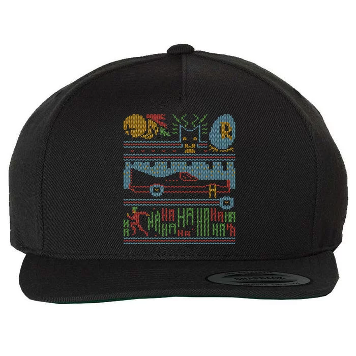 Retro Bat Mobile Gamer Nerdy Ugly Christmas Wool Snapback Cap