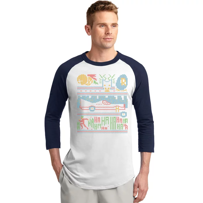 Retro Bat Mobile Gamer Nerdy Ugly Christmas Baseball Sleeve Shirt