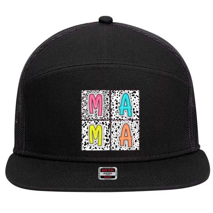 Retro Boho Mama Mother 7 Panel Mesh Trucker Snapback Hat