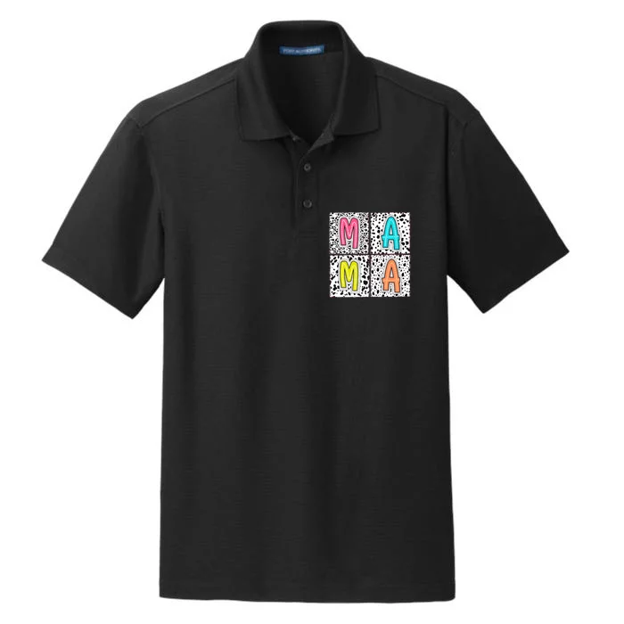 Retro Boho Mama Mother Dry Zone Grid Performance Polo