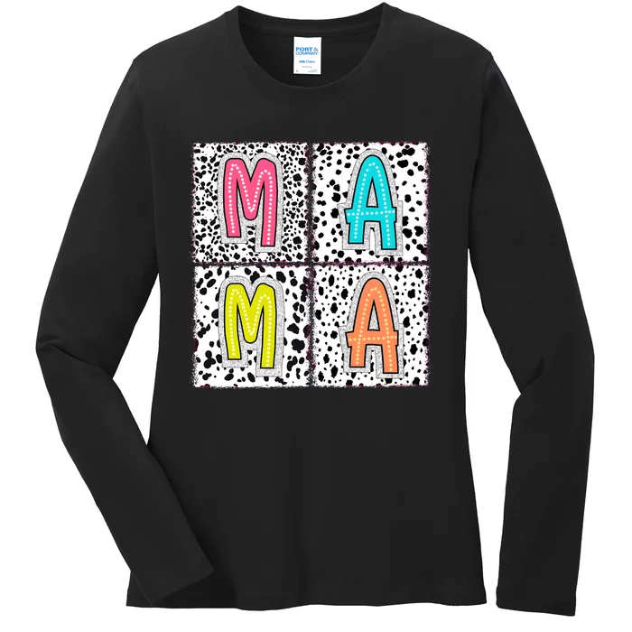 Retro Boho Mama Mother Ladies Long Sleeve Shirt