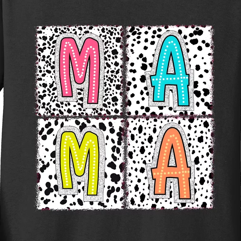 Retro Boho Mama Mother Kids Long Sleeve Shirt