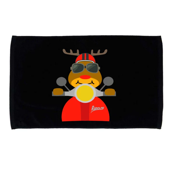 Rudolph By Motorcycle Christmas Is Coming Navidad Microfiber Hand Towel