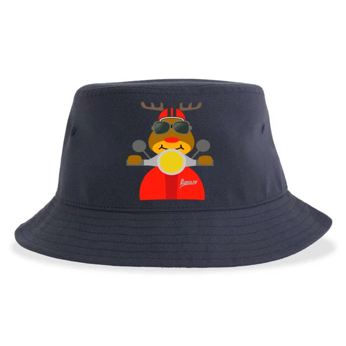 Rudolph By Motorcycle Christmas Is Coming Navidad Sustainable Bucket Hat