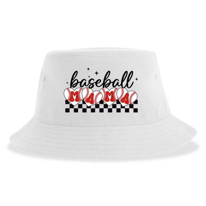 Retro Baseball Mama Sports Mom Sustainable Bucket Hat