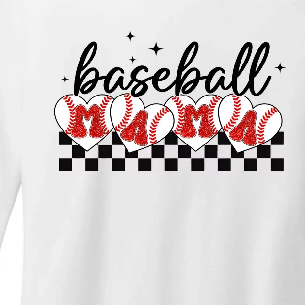 Retro Baseball Mama Sports Mom Womens CVC Long Sleeve Shirt