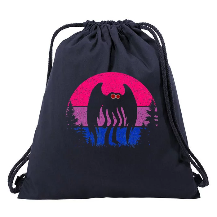 Retro Bi Mothman Bisexual Pride Point Pleasant Cryptid Drawstring Bag