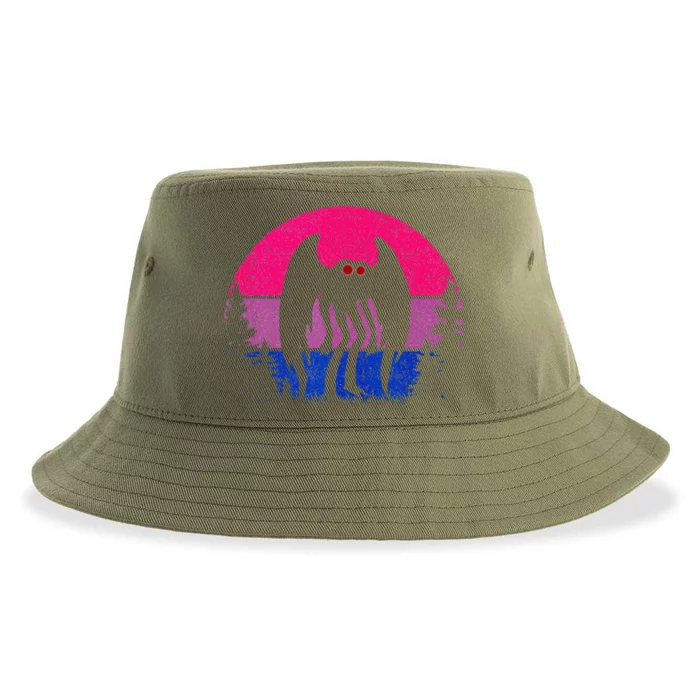 Retro Bi Mothman Bisexual Pride Point Pleasant Cryptid Sustainable Bucket Hat