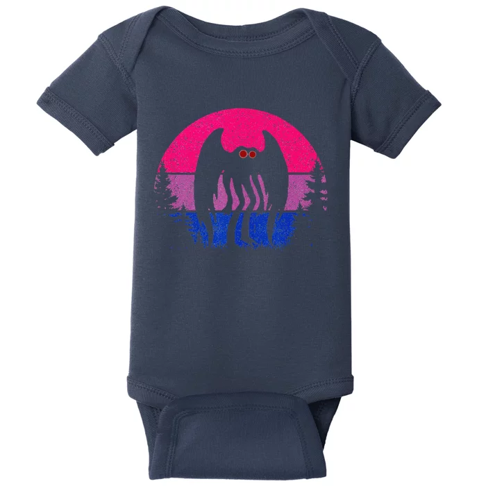 Retro Bi Mothman Bisexual Pride Point Pleasant Cryptid Baby Bodysuit