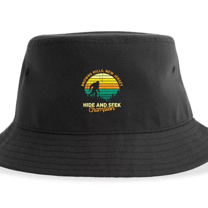 Retro Browns Mills New Jersey Big Foot Souvenir Sustainable Bucket Hat