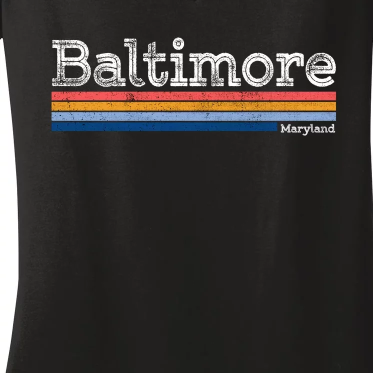 Retro Baltimore Maryland Women's V-Neck T-Shirt