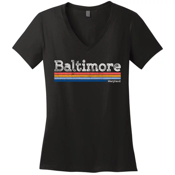 Retro Baltimore Maryland Women's V-Neck T-Shirt