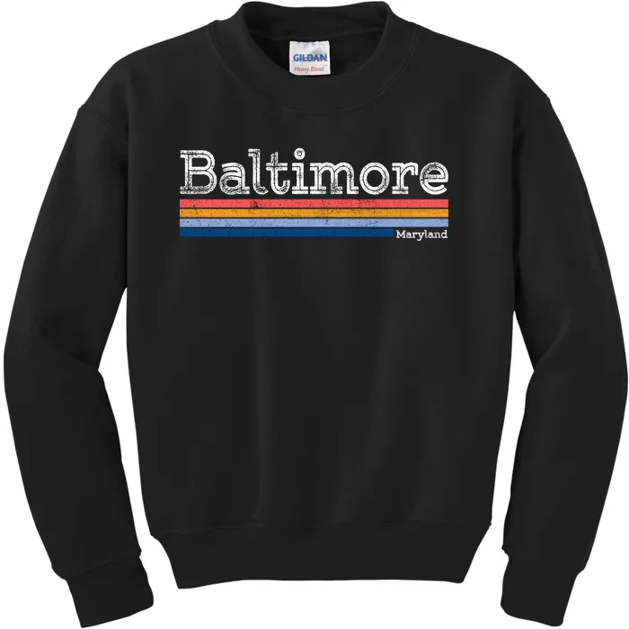 Retro Baltimore Maryland Kids Sweatshirt