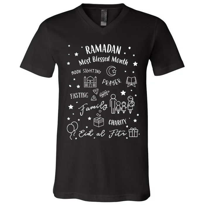 Ramadan Blessed Month Muslim Islamic Ramadhan Eid al Fitr V-Neck T-Shirt