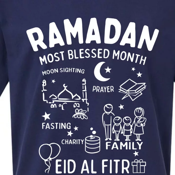 Ramadan Blessed Month Muslim Islamic Eid Al Fitr Gift Sueded Cloud Jersey T-Shirt