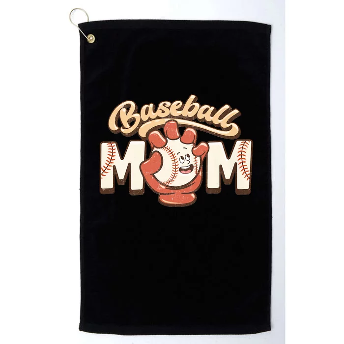 Retro Baseball Mom Baseball Mom For Mother's Day Baseball Season Platinum Collection Golf Towel