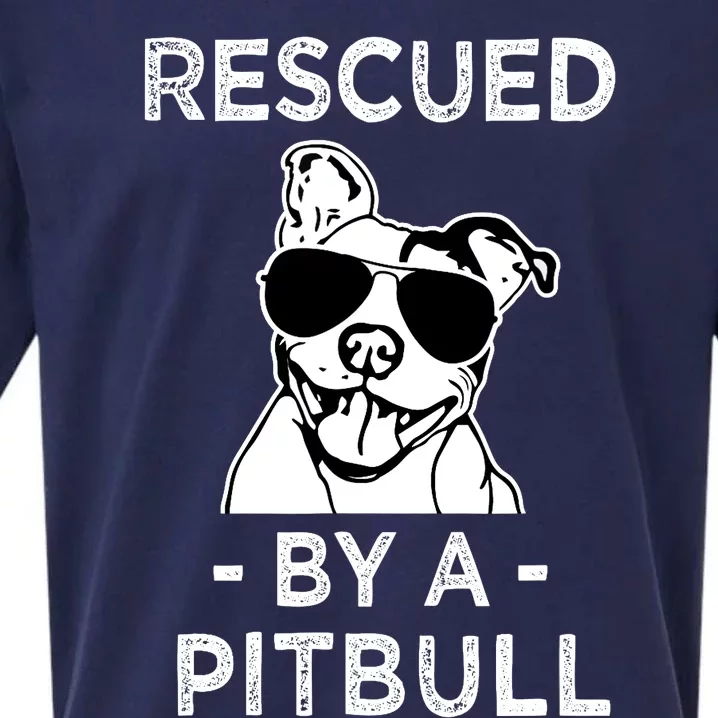 Rescued by my Pitbull Dog funny saying Sueded Cloud Jersey T-Shirt