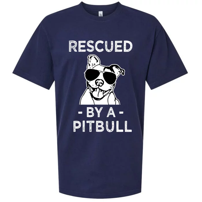 Rescued by my Pitbull Dog funny saying Sueded Cloud Jersey T-Shirt