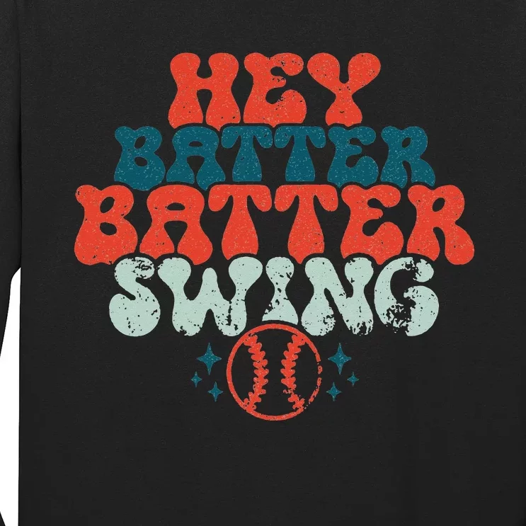 Retro Baseball Mom Hey Batter Batter Swing Funny Baseball Long Sleeve Shirt