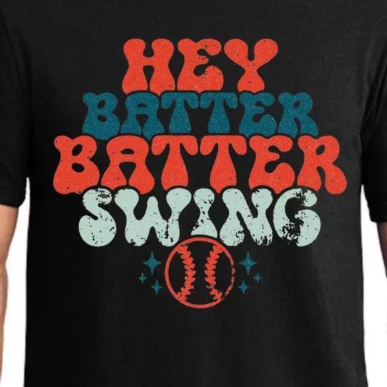 Retro Baseball Mom Hey Batter Batter Swing Funny Baseball Pajama Set