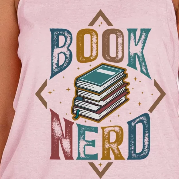 Reading Book Nerd Bookaholic Bookworm Retro Librarian Gift Women's Knotted Racerback Tank