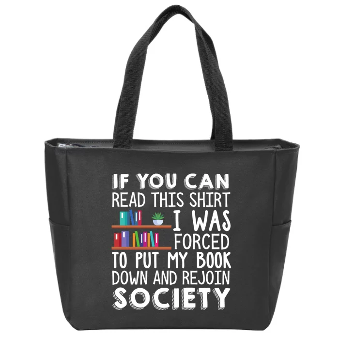 Reading Books Novels Funny Zip Tote Bag