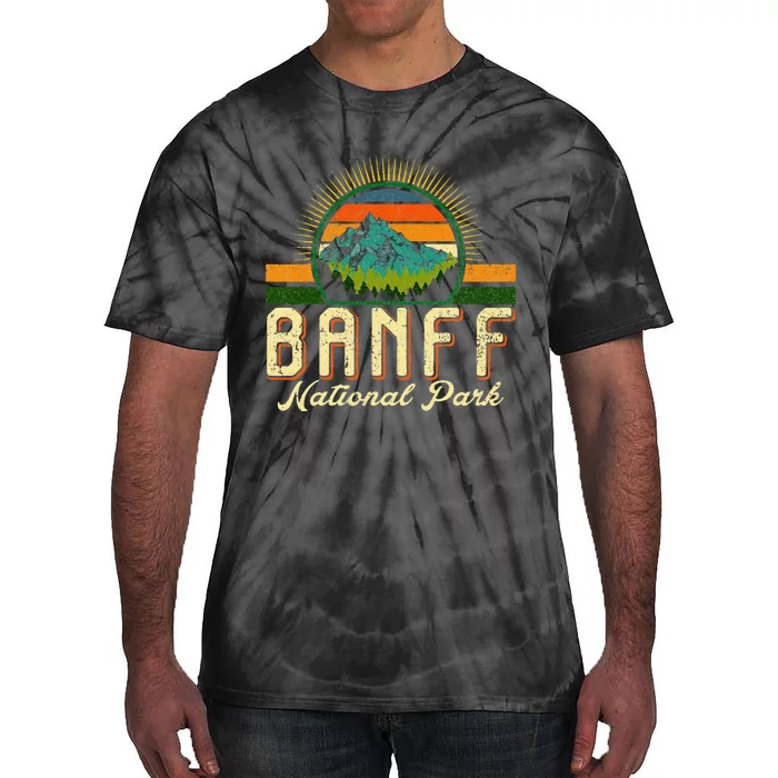 Retro Banff National Park Moutains Camping Hiking Outdoor Tie-Dye T-Shirt