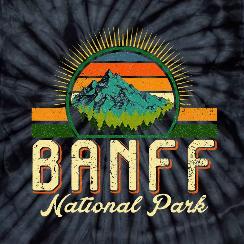 Retro Banff National Park Moutains Camping Hiking Outdoor Tie-Dye T-Shirt