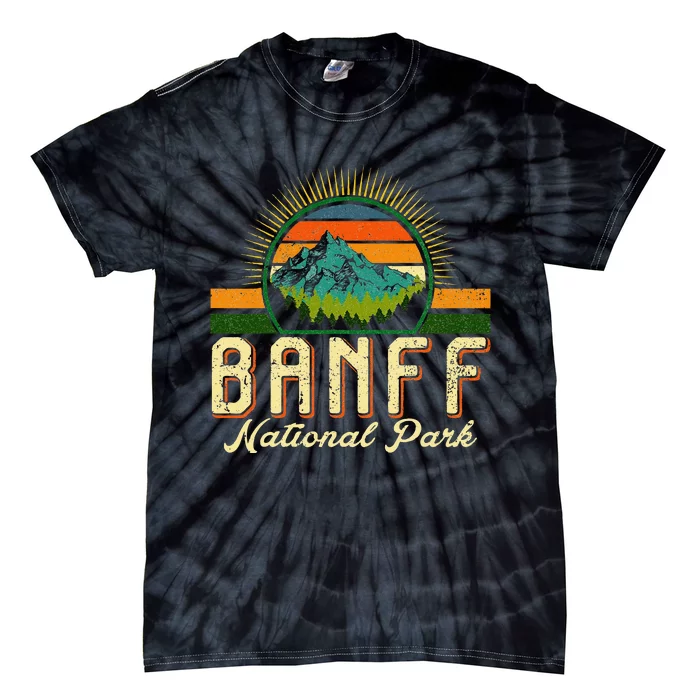 Retro Banff National Park Moutains Camping Hiking Outdoor Tie-Dye T-Shirt