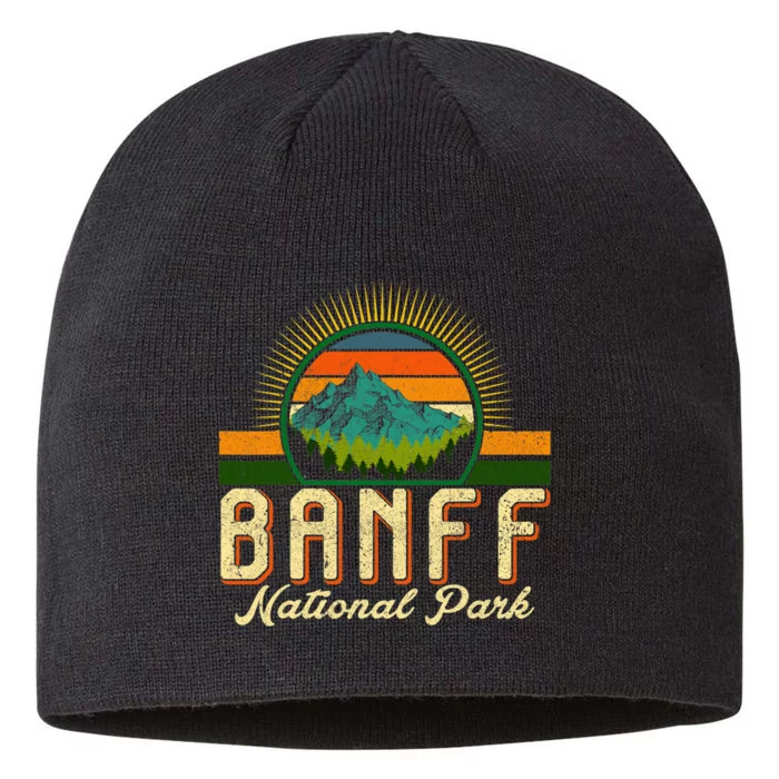 Retro Banff National Park Moutains Camping Hiking Outdoor 8 1/2in Sustainable Knit Beanie