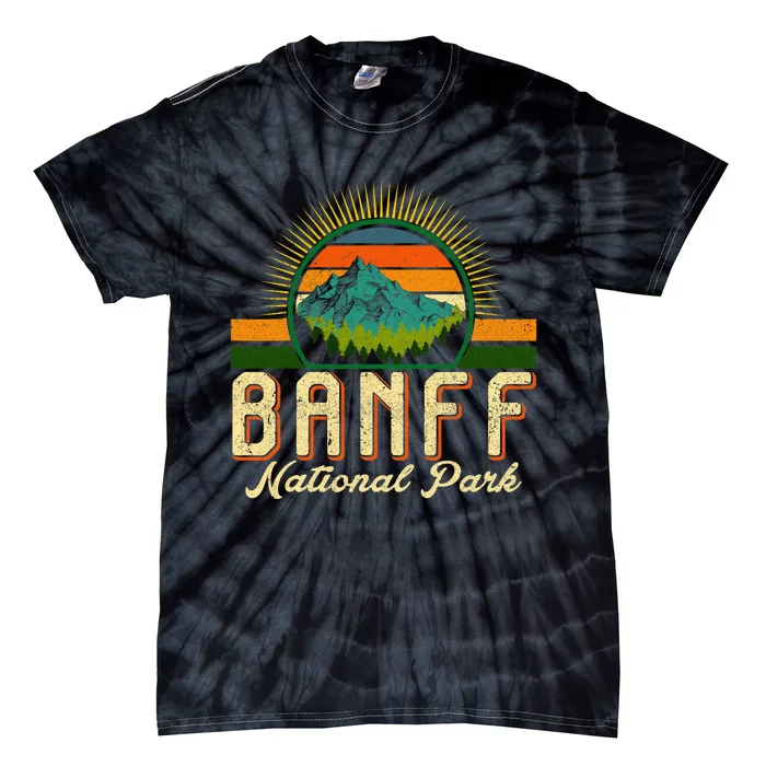 Retro Banff National Park Moutains Camping Hiking Outdoor Tie-Dye T-Shirt