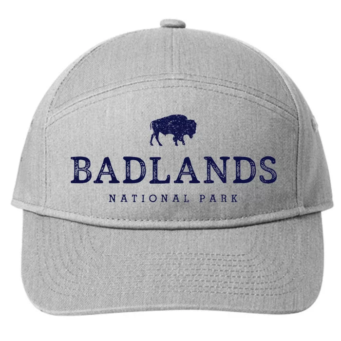 Retro Badlands National Park Bison Hiking Souvenir 7-Panel Snapback Hat