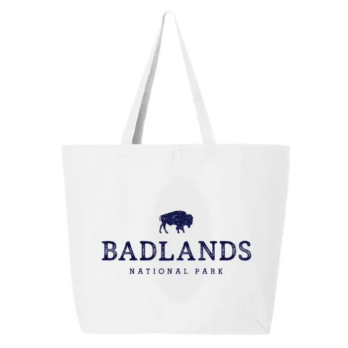 Retro Badlands National Park Bison Hiking Souvenir 25L Jumbo Tote