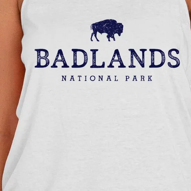 Retro Badlands National Park Bison Hiking Souvenir Women's Knotted Racerback Tank