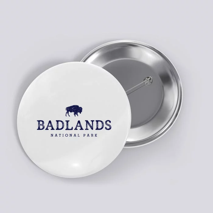 Retro Badlands National Park Bison Hiking Souvenir Button