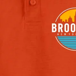 Retro Brooklyn New York City Skyline Dry Zone Grid Performance Polo