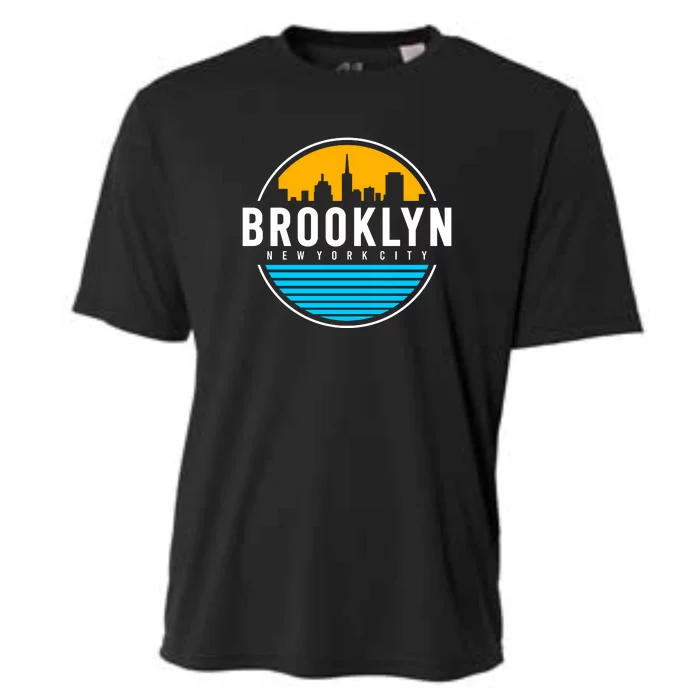 Retro Brooklyn New York City Skyline Cooling Performance Crew T-Shirt