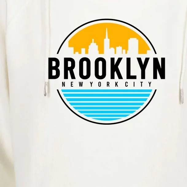 Retro Brooklyn New York City Skyline Womens Funnel Neck Pullover Hood