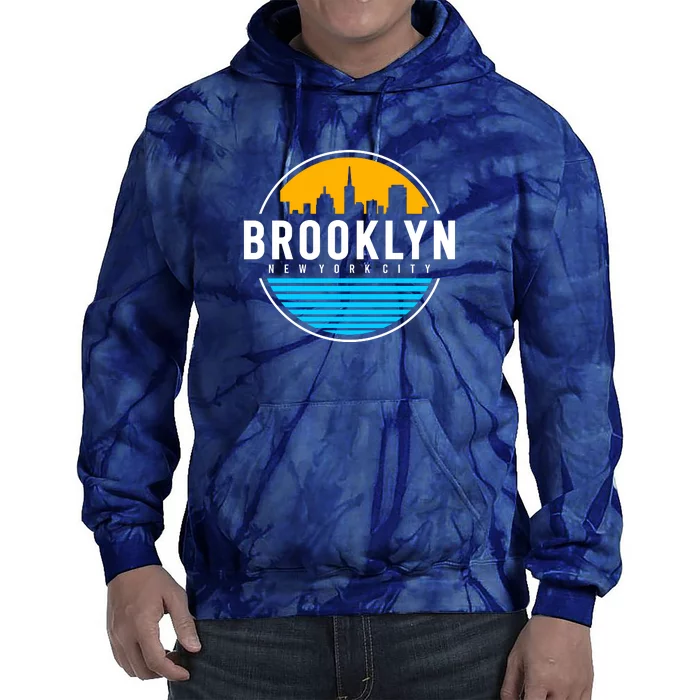 Retro Brooklyn New York City Skyline Tie Dye Hoodie