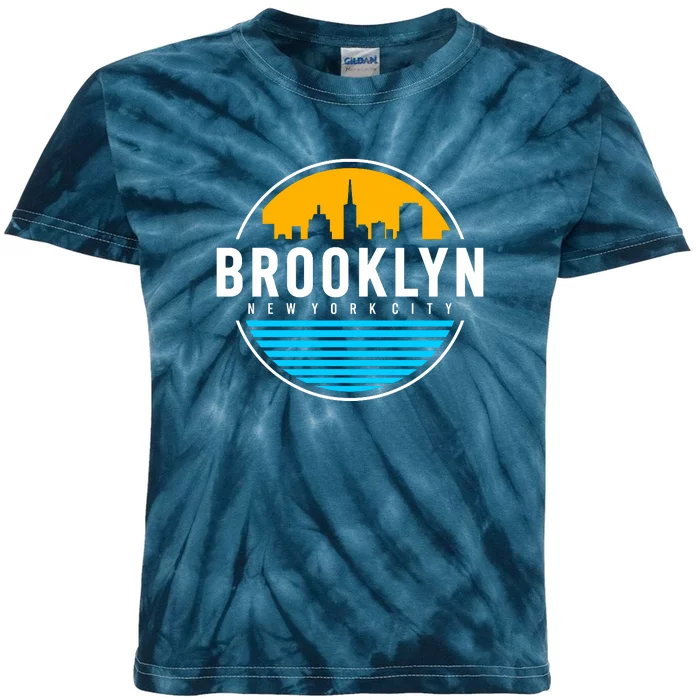 Retro Brooklyn New York City Skyline Kids Tie-Dye T-Shirt