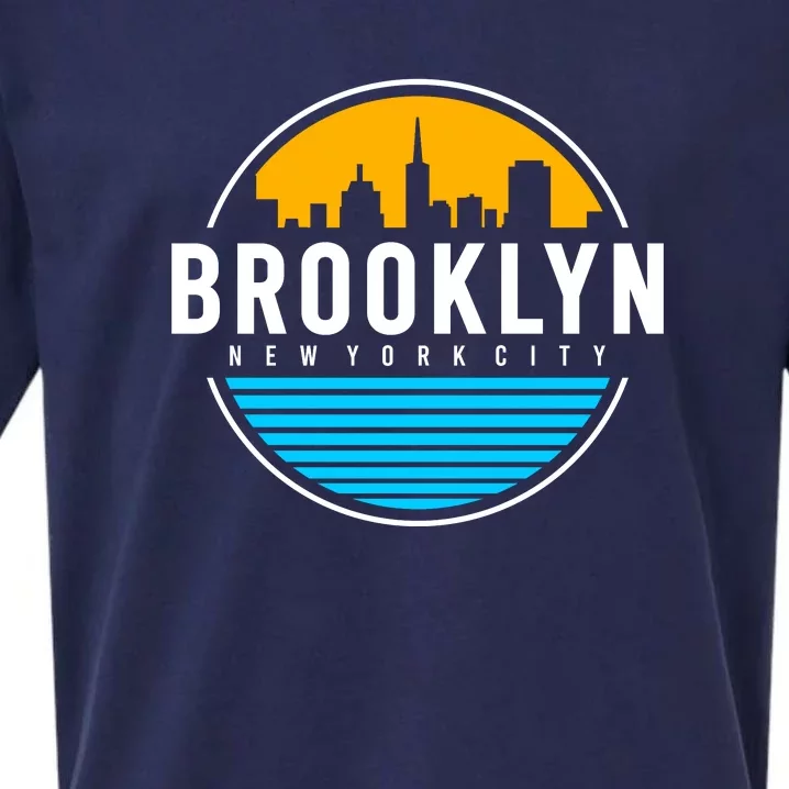 Retro Brooklyn New York City Skyline Sueded Cloud Jersey T-Shirt